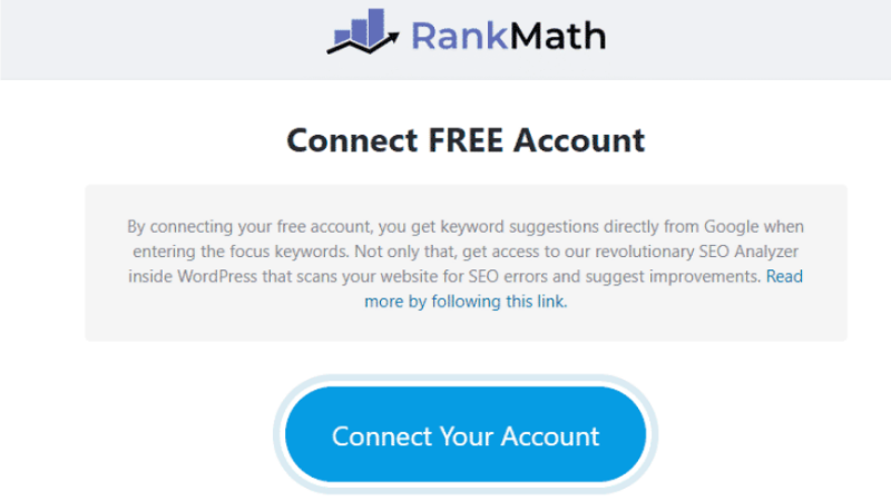 Bắt đầu kết nối với tài khoản Rank Math SEO của bạn