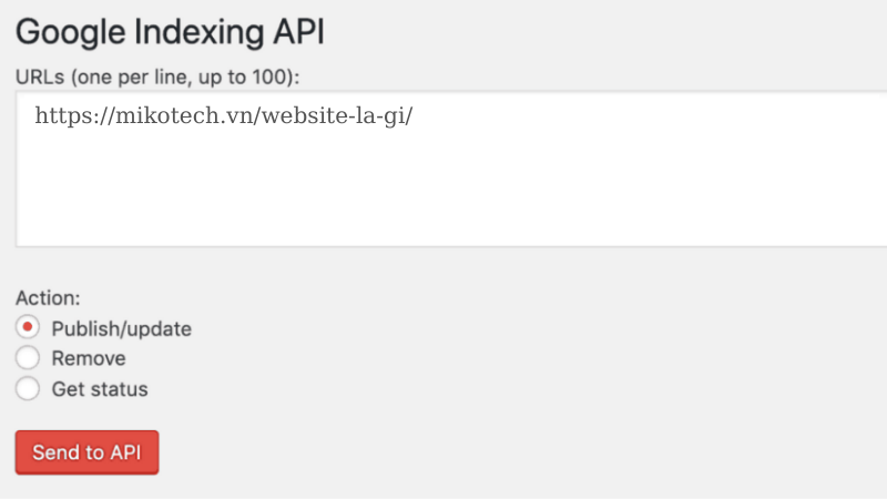 Google indexing API
