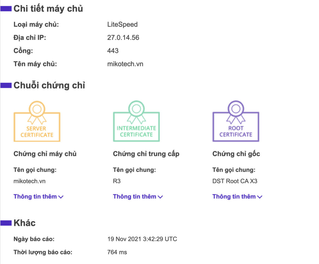 Kiểm tra chứng chỉ SSL của Miko Tech