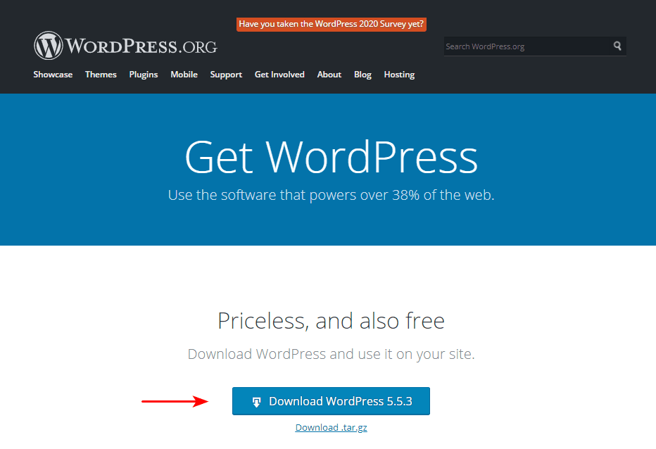 Tải file cài đặt WordPress về máy