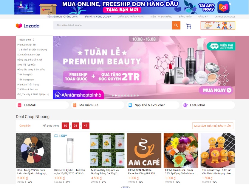 Mẫu bố cục website thương mại điện tử