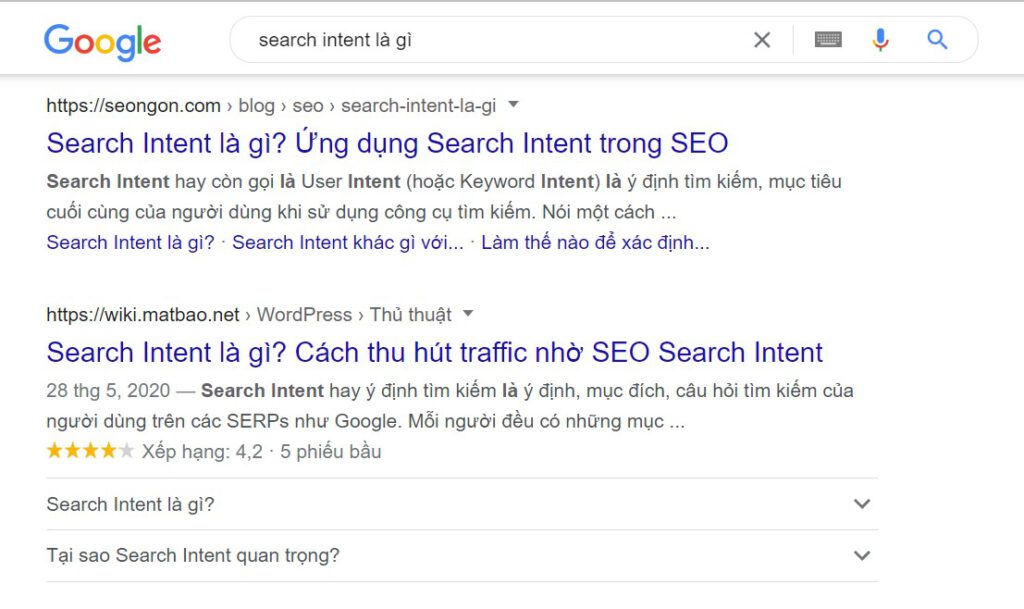 Search Intent với ý định tìm kiếm thông tin