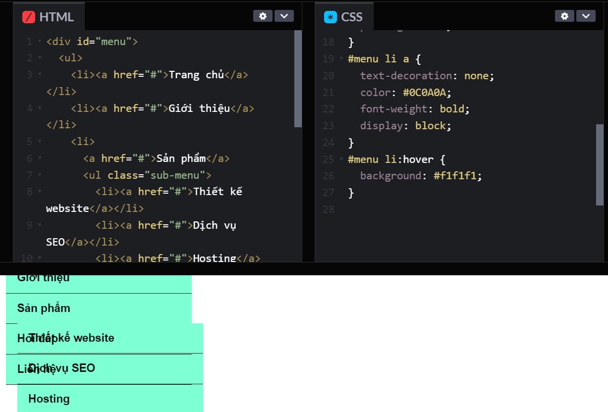 3 bước đơn giản để tạo menu trong HTML & CSS kiểu ngang, dọc