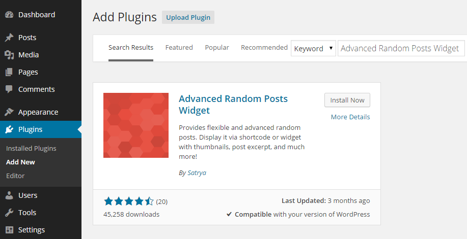 Plugin Advanced Random Posts Widget