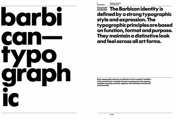 Brand Guideline của Barbican quy định về Typeface