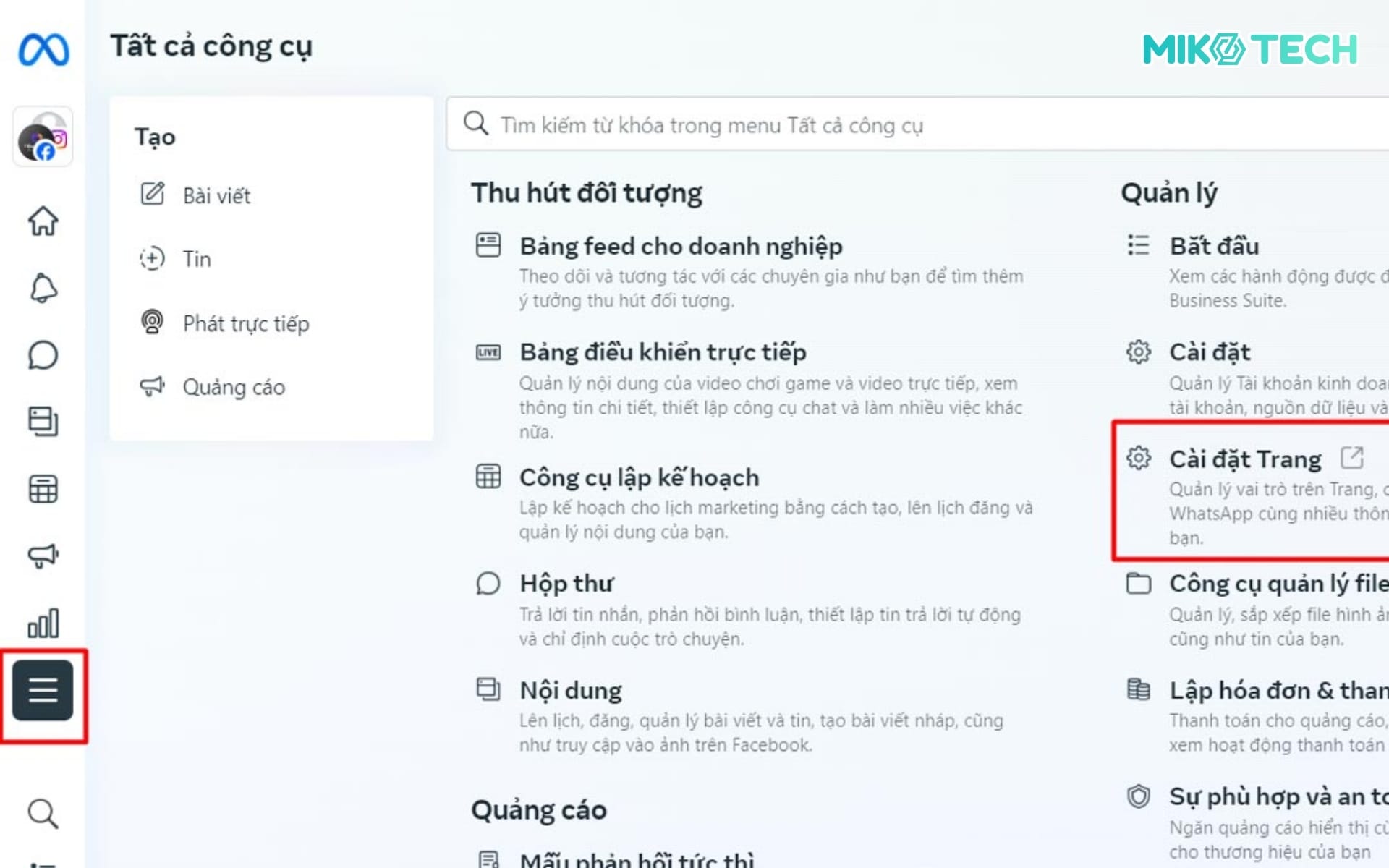 Truy cập phần Cài đặt trang