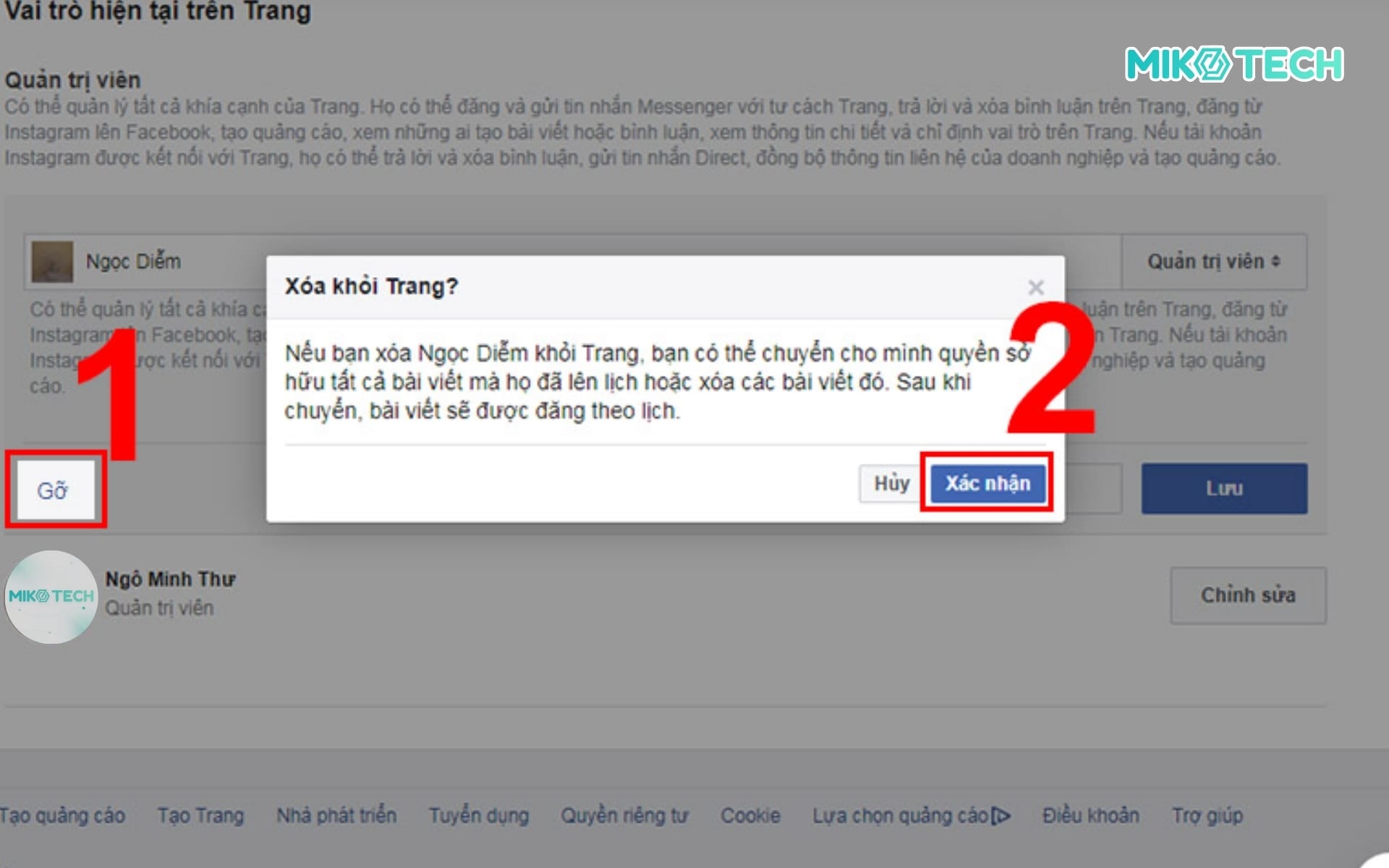 Xóa quyền quản trị viên