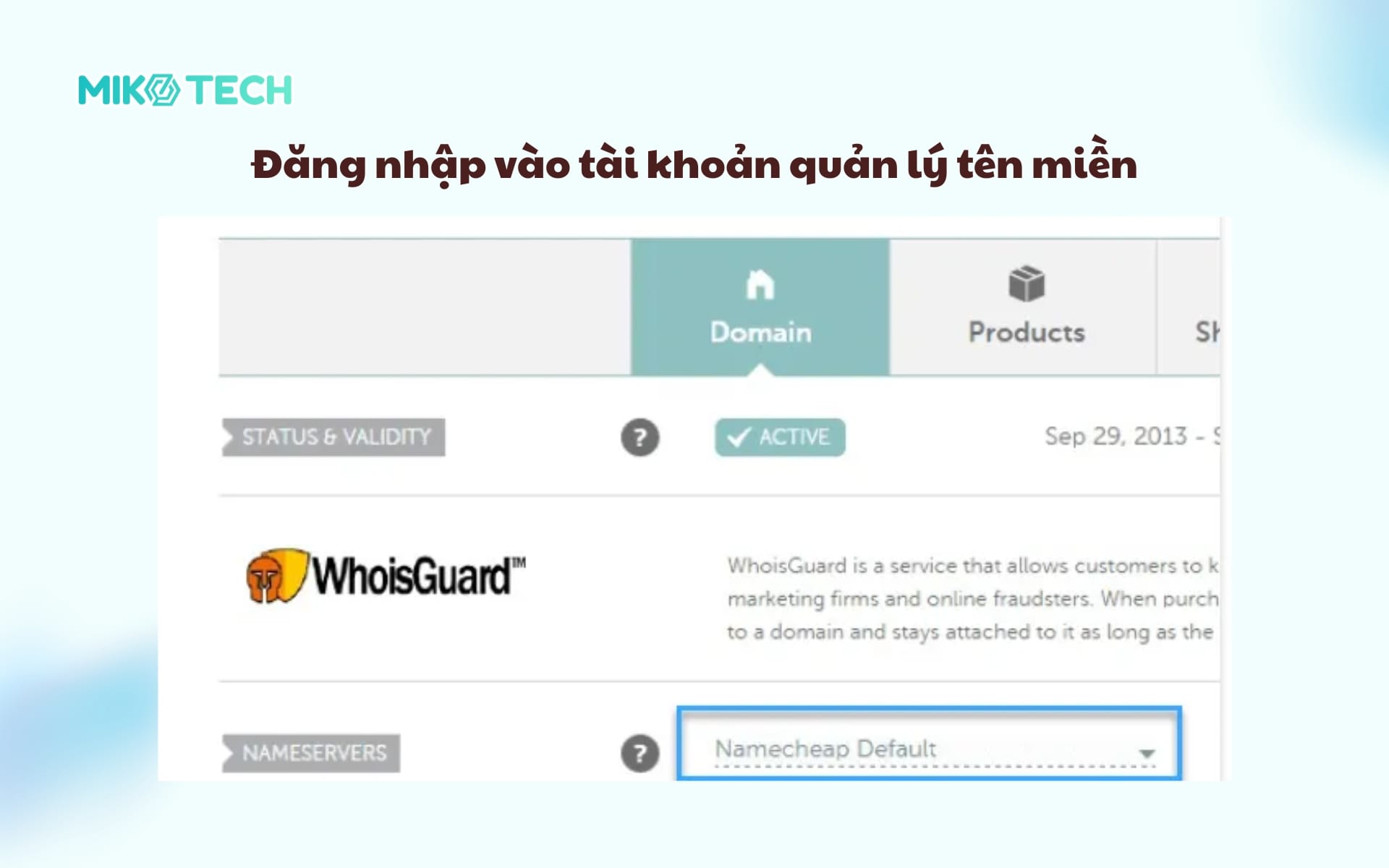 Đăng nhập vào tài khoản quản lý tên miền