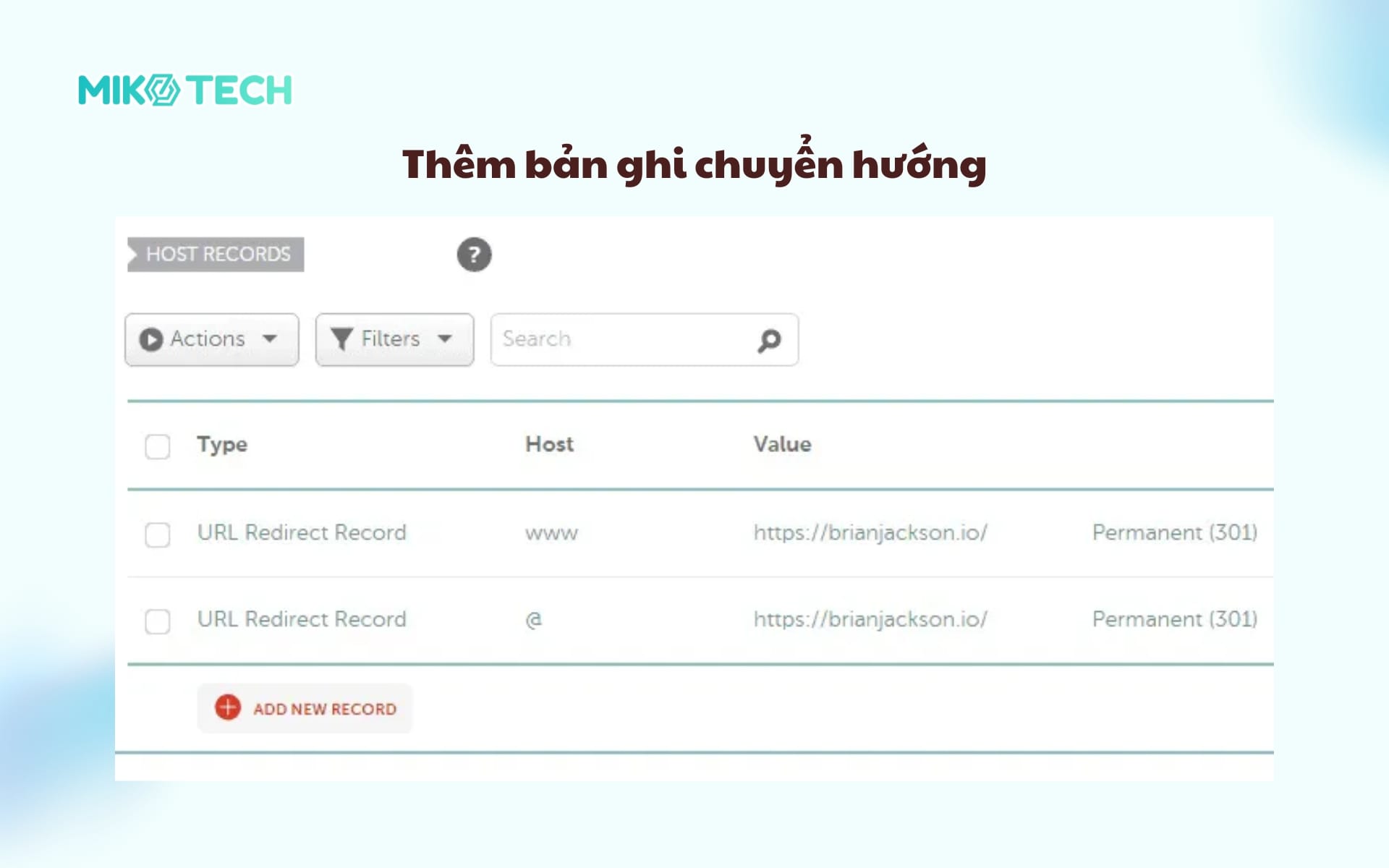 Thêm bản ghi chuyển hướng