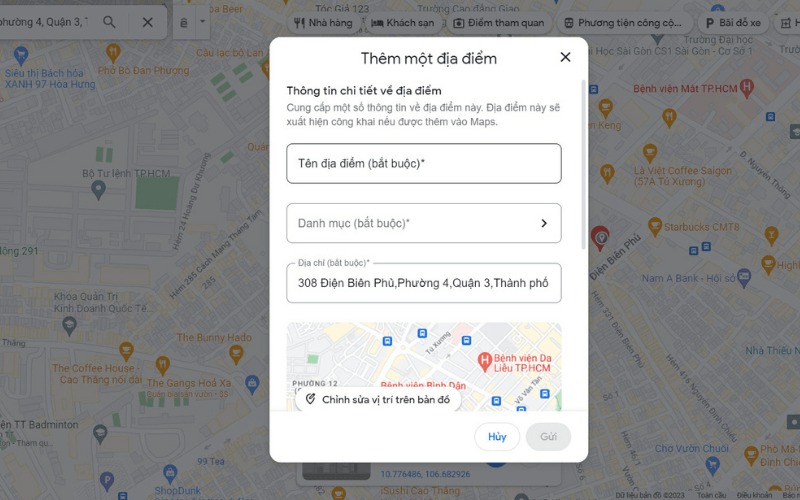 cách đăng ký vị trí trên google map