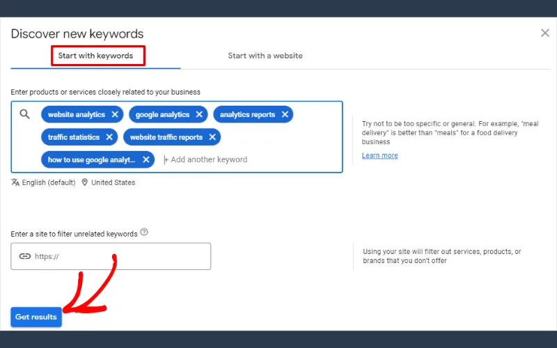 Start with keywords