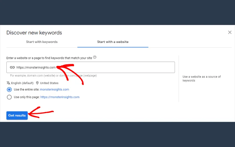 Google Keyword Planner tool