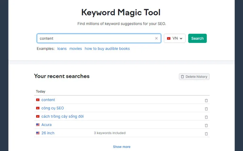 Keyword Magic Tool