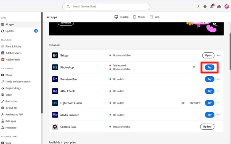 phiên bản dùng thử photoshop