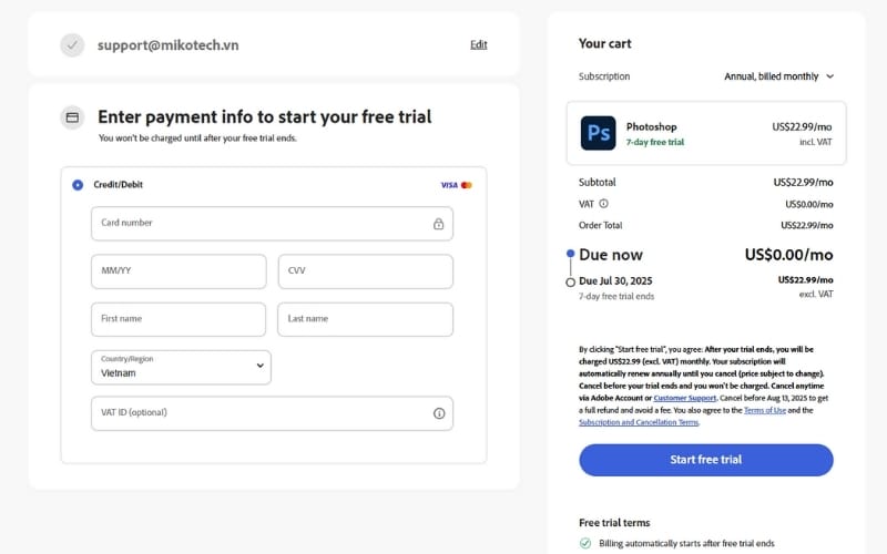Thêm thông tin thanh toán