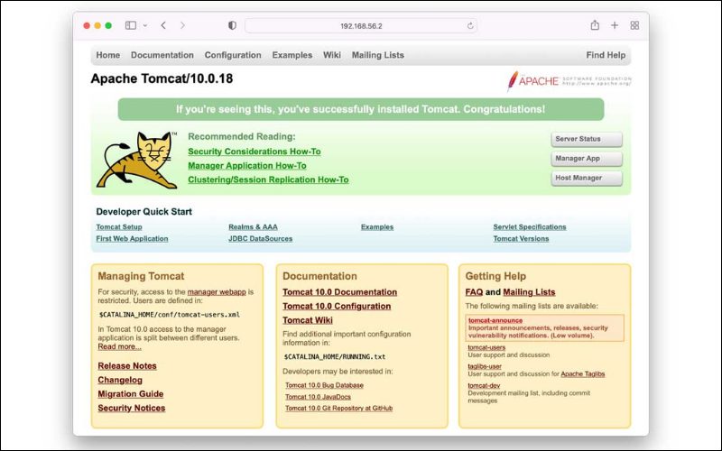 apache tomcat successfully installed 1