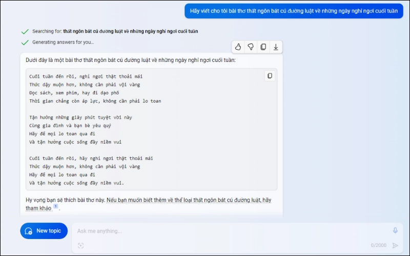 Bing AI Là Gì? Tính Năng Nổi Bật, Điểm Khác Biệt So Với ChatGPT 9 Bing AI có thể làm thơ
