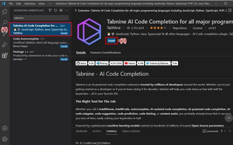 Top 16+ Các Extension Hay Cho Visual Studio Code Nên Tải 7 Extension cho Visual Studio Code TabNine