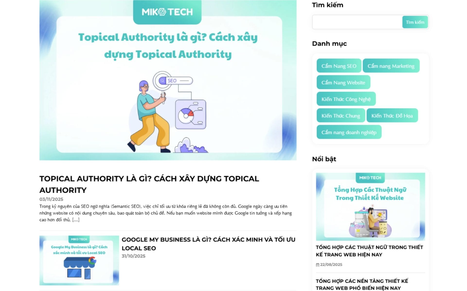 Trang chuyên mục nội dung