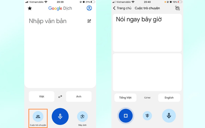 app google dịch cuộc trò chuyện
