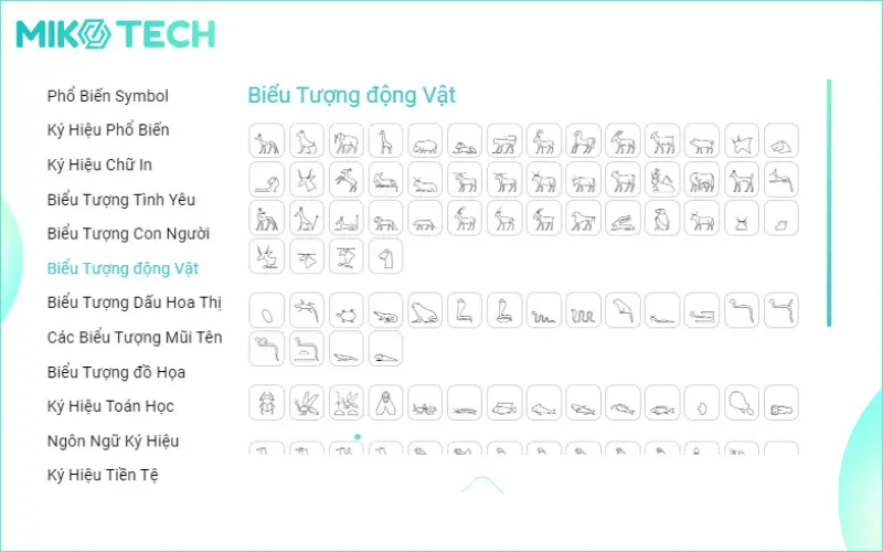 kí tự động vật