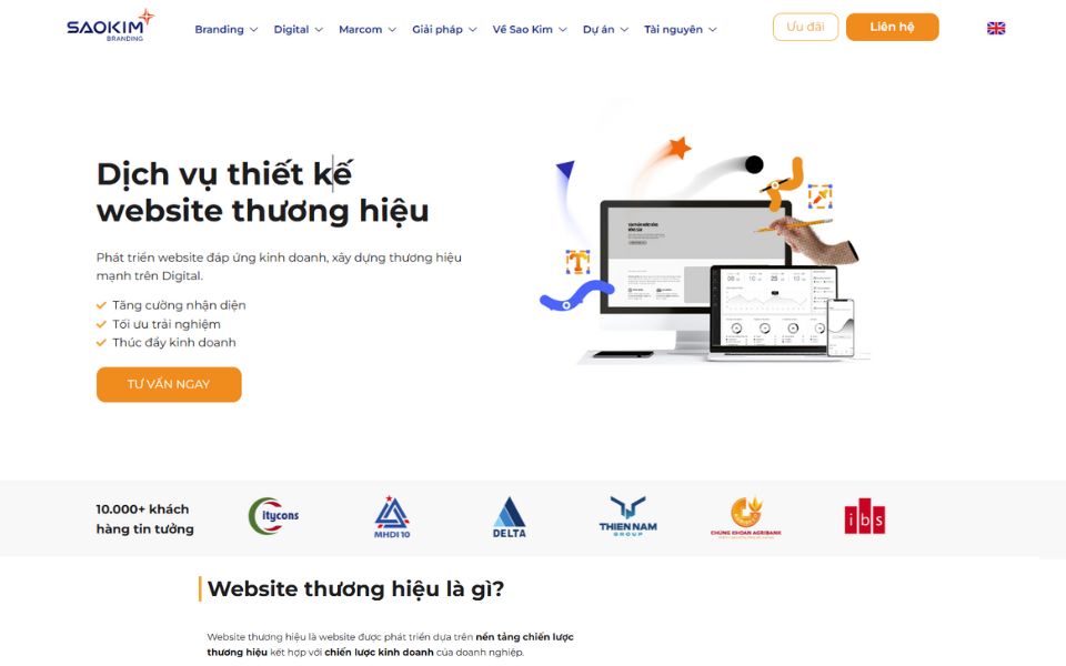 TOP 7+ Công Ty Thiết Kế Website Tại Hà Nội Chuyên Nghiệp, Chuẩn SEO 3 thiết kế web Sao Kim Branding