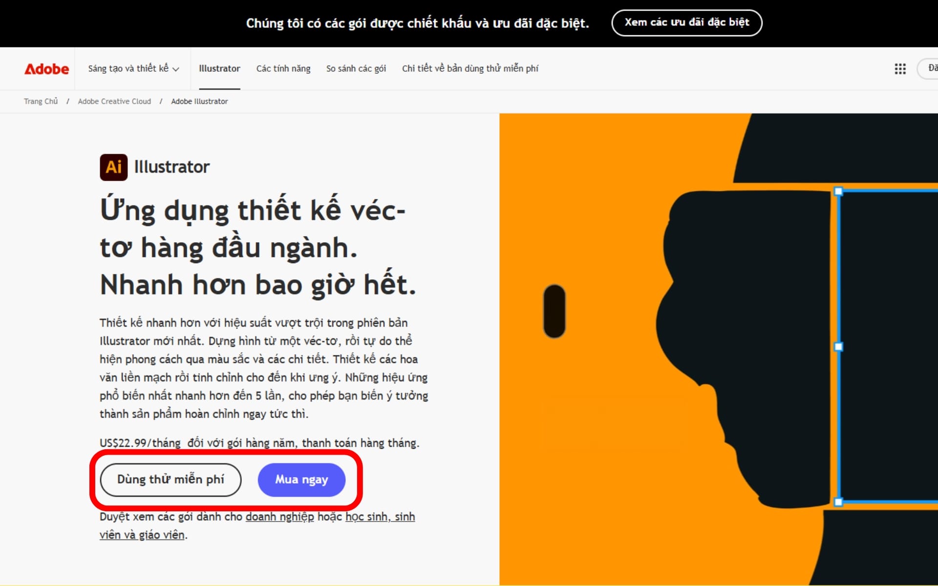 chọn Dùng thử miễn phí hoặc Mua ngay