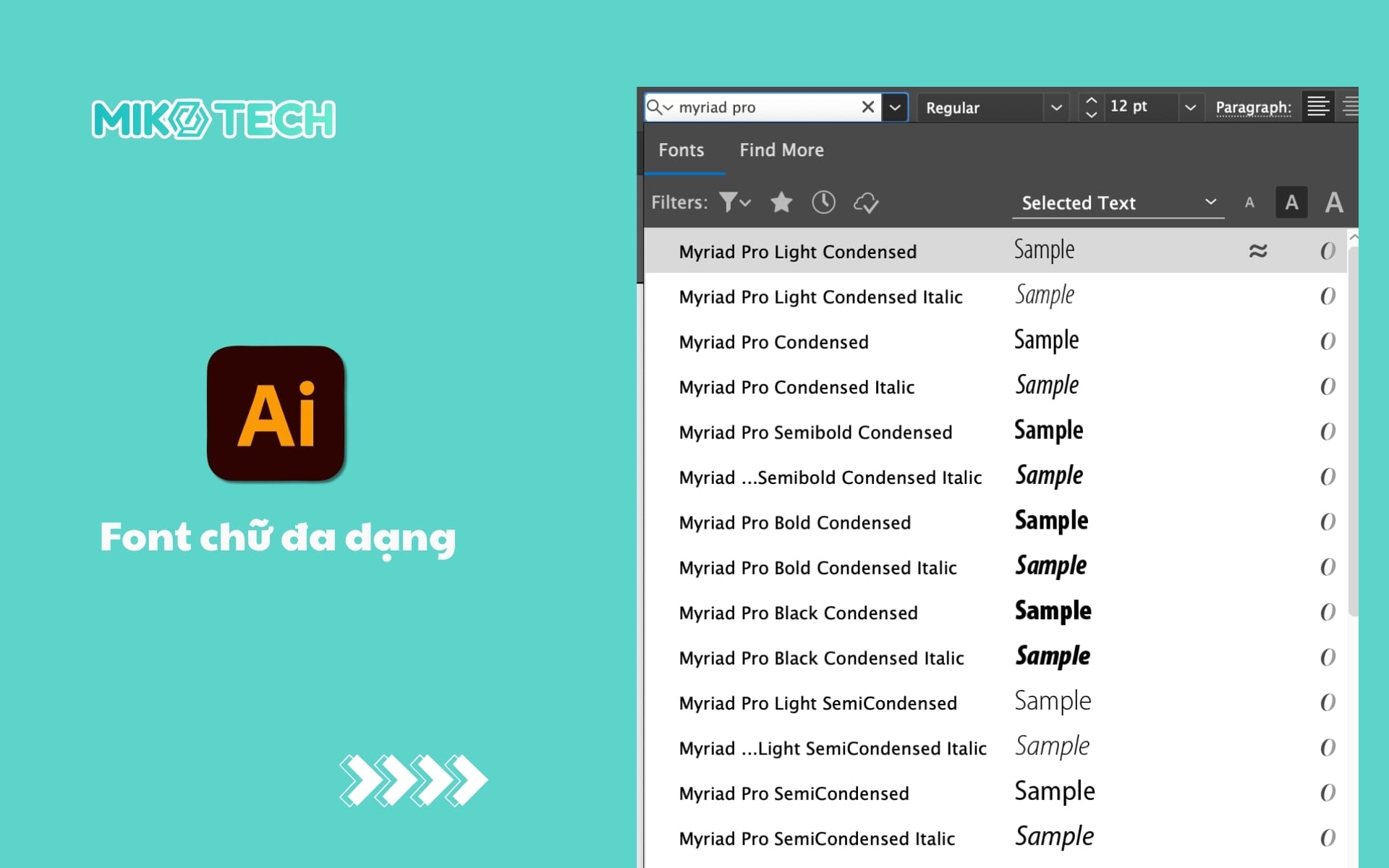 font chữ trong adobe illustrator