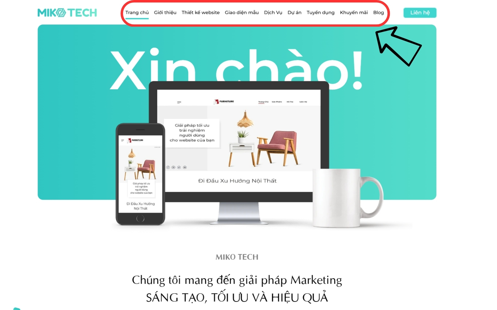 website có hệ thống điều hướng