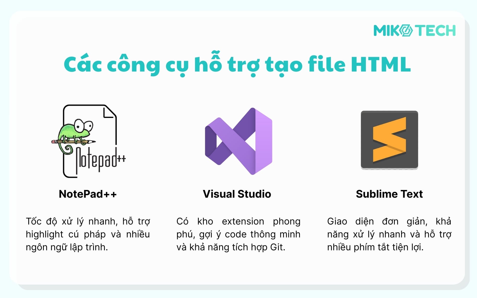 Các phần mềm hỗ trợ tạo file HTML