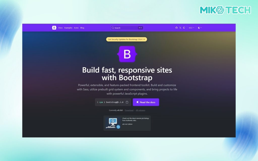 Tải Bootstrap từ website chính