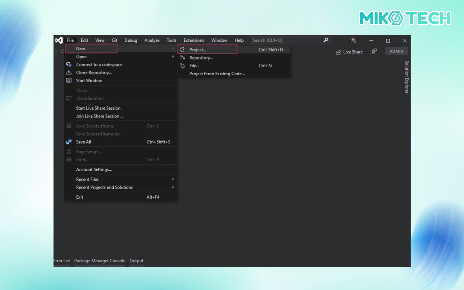 Tạo Project ASP.NET mới