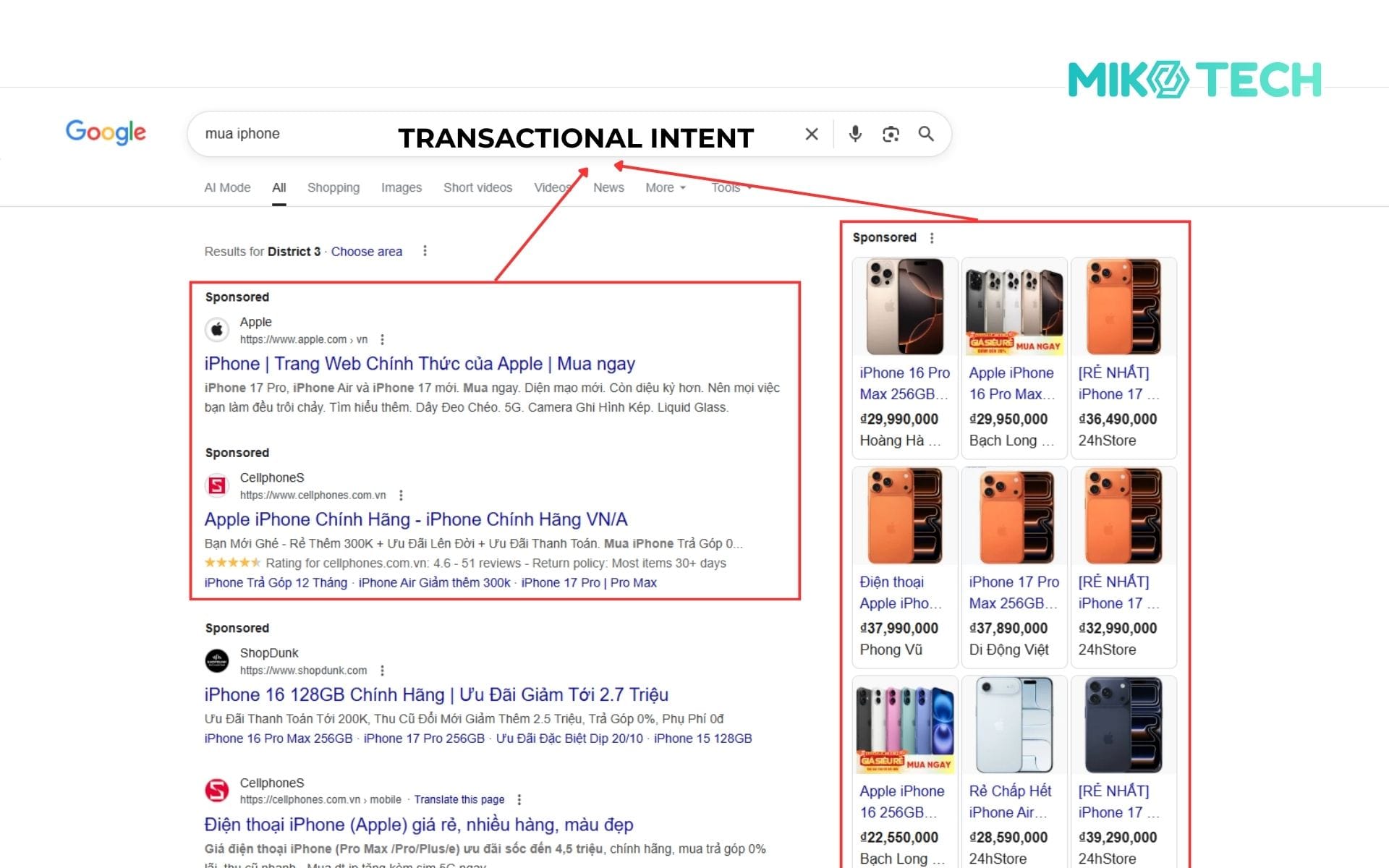 Search Intent là gì? Cách xác định và tối ưu trong SEO 7 serp cho transactional intent