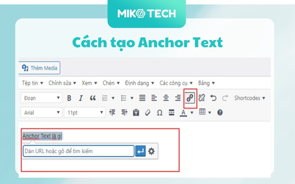 Cách tạo Anchor Text