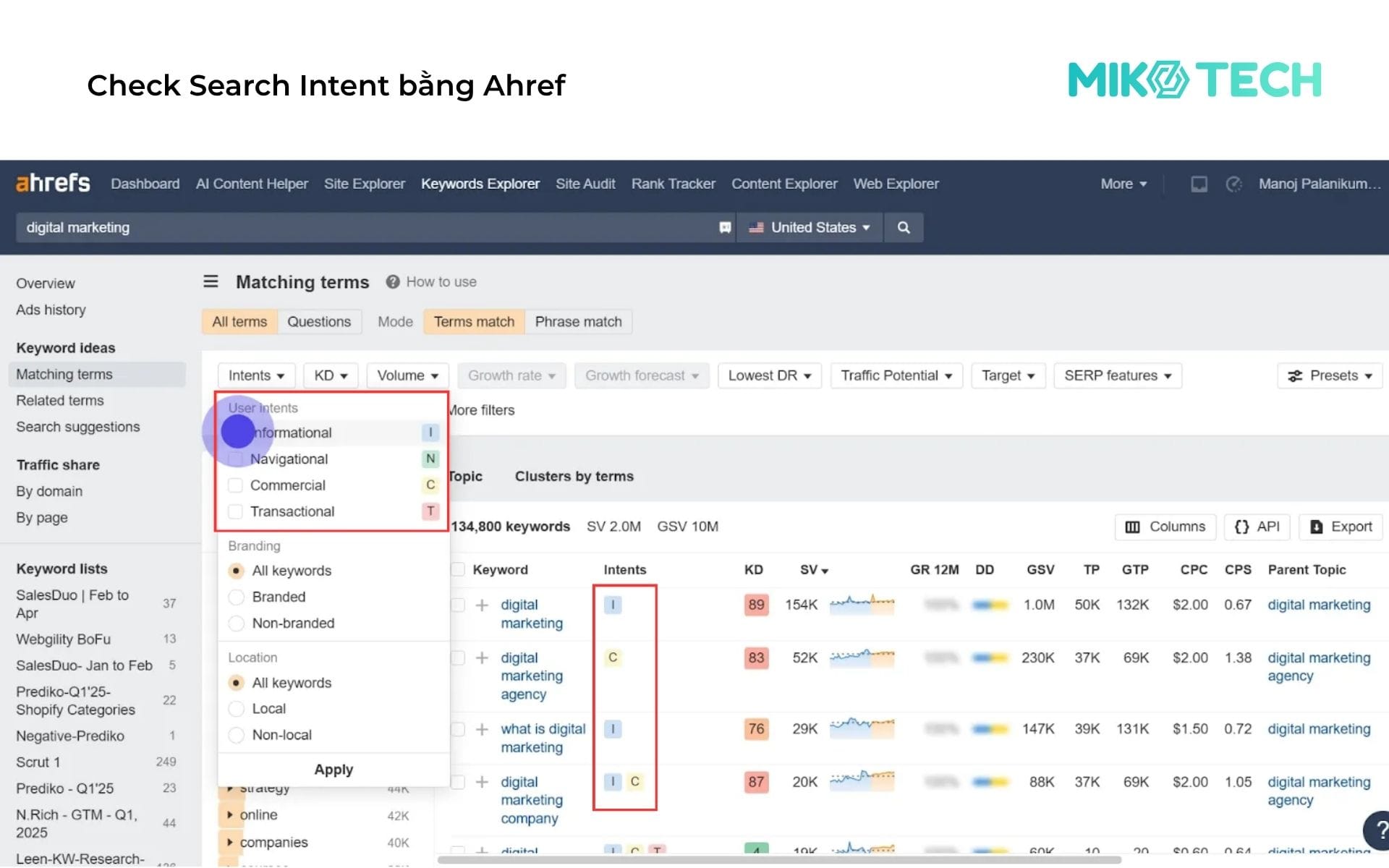 Search Intent là gì? Cách xác định và tối ưu trong SEO 8 check search intent bằng ahref