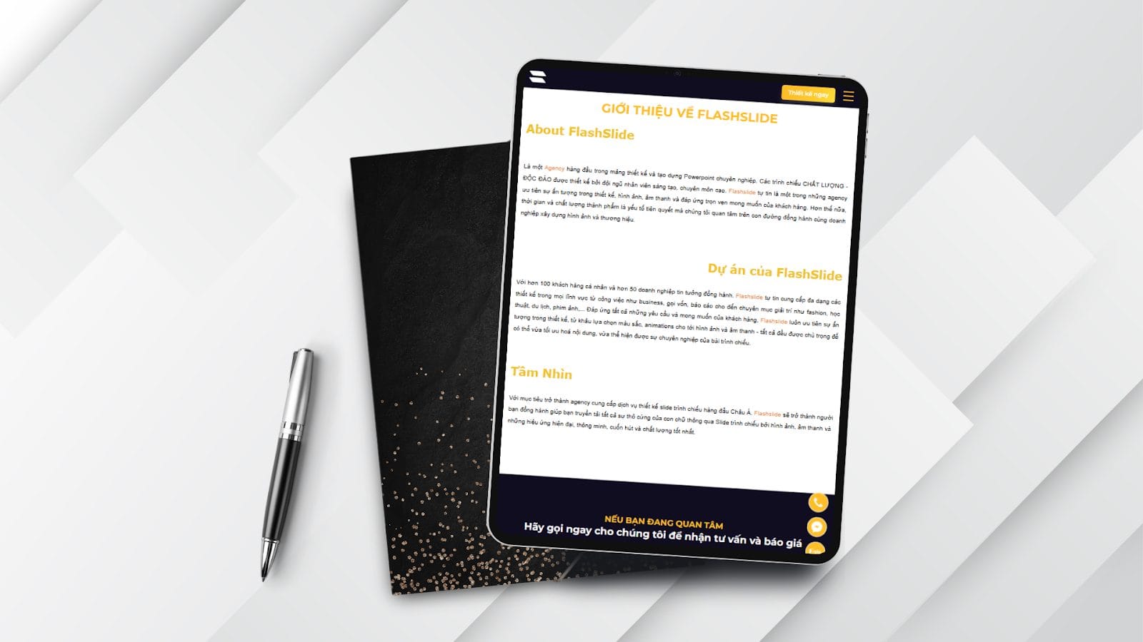 Dự Án FlashSlide 14 Giao diện website Flash Slide trên Ipad