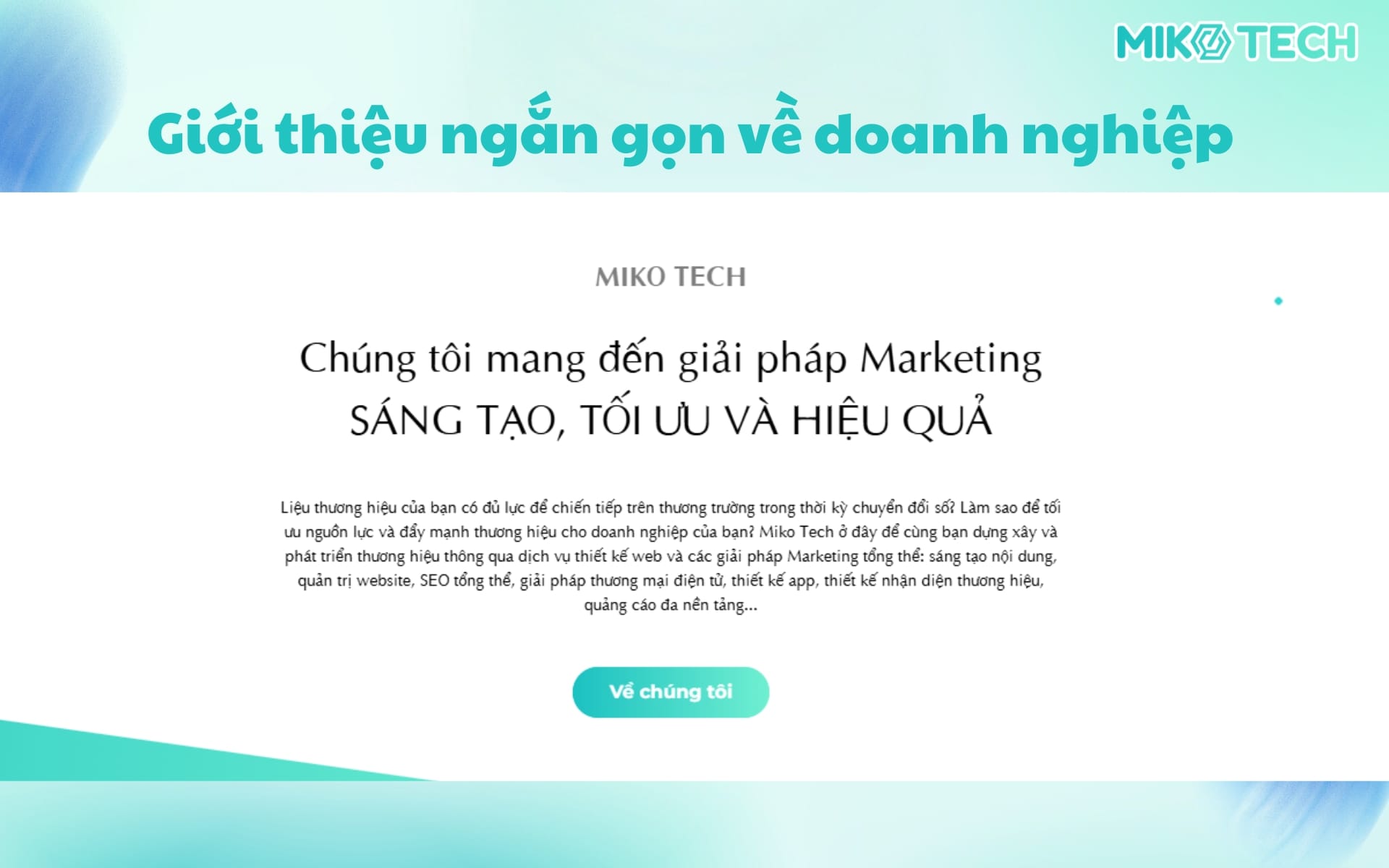 Giới thiệu ngắn gọn về doanh nghiệp