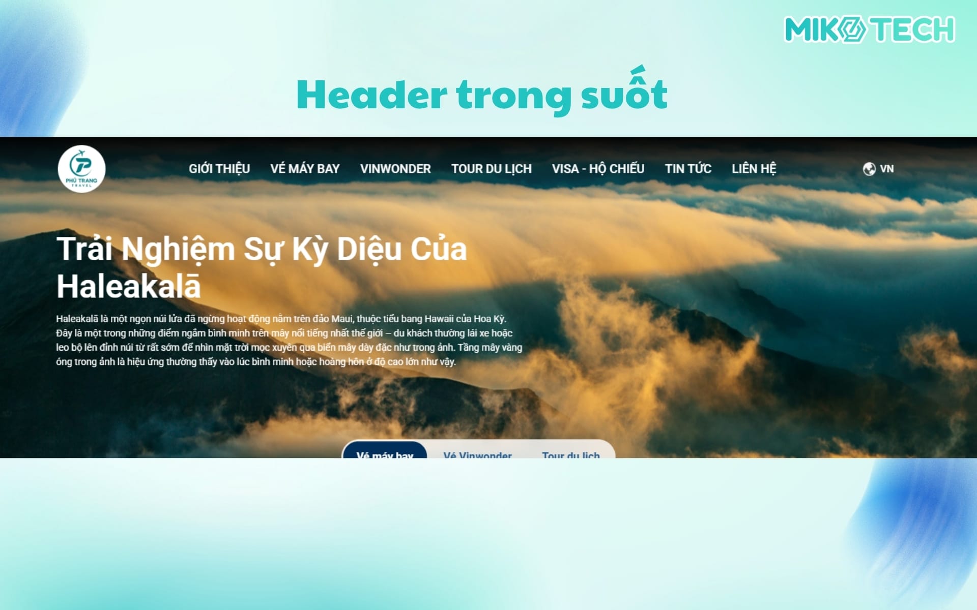 Header là gì? Tầm quan trọng và cách tối ưu header 8 Header trong suốt (Transparent Header)