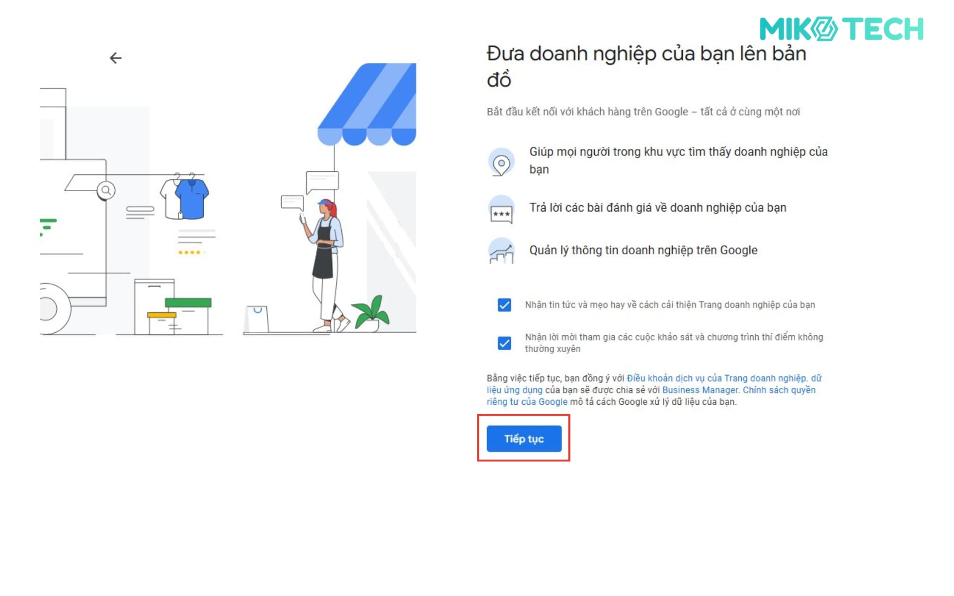 Hoàn thành đăng ký thông tin