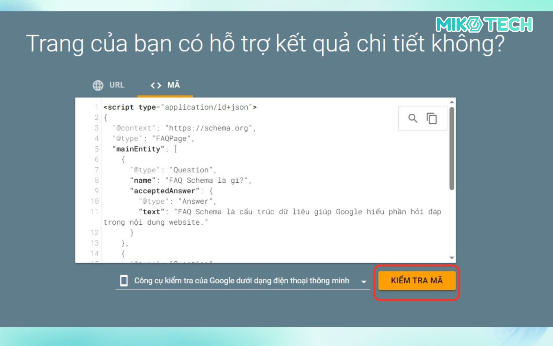 Kiểm tra FAQ Schema bằng Rich Results Test