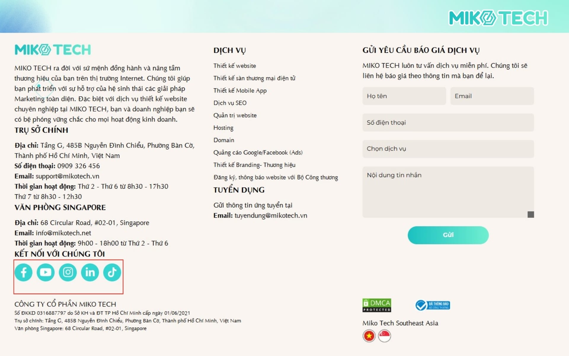 Footer là gì? Những lưu ý khi thiết kế Footer website 7 Sử dụng social icon hợp lý