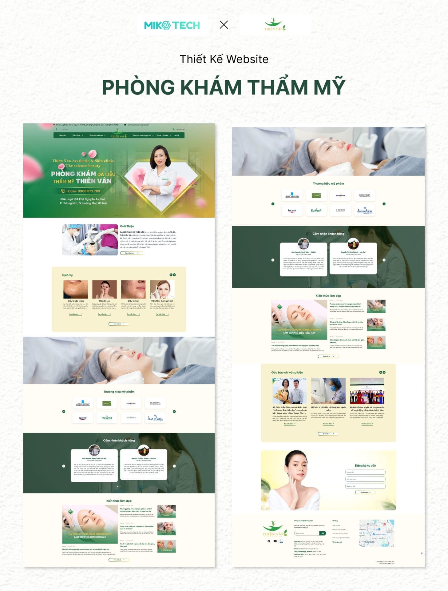 Dự Án Da Liễu Thiên Vân 2 Mẫu giao diện website Da liễu Thiên Vân