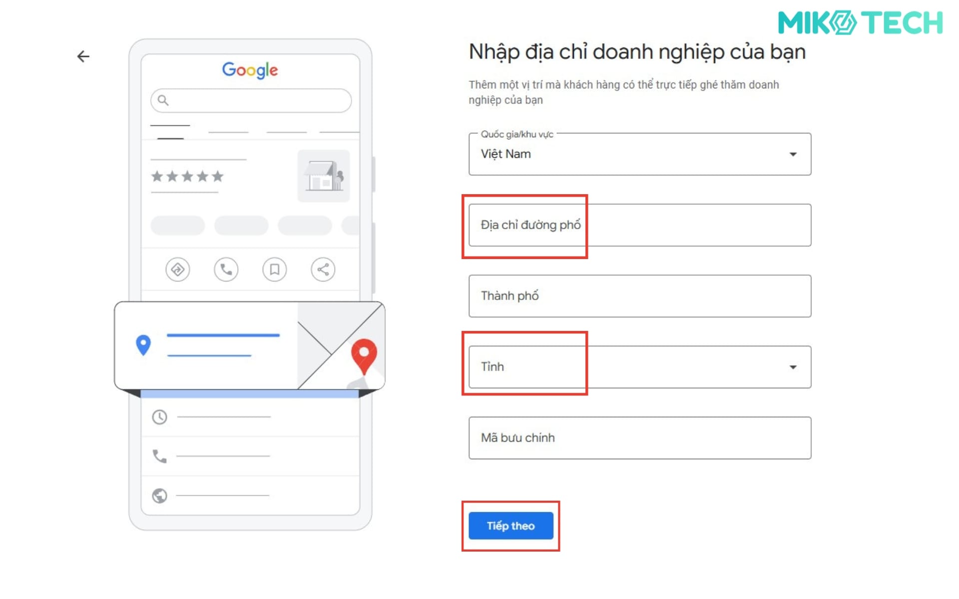 Nhập địa chỉ doanh nghiệp