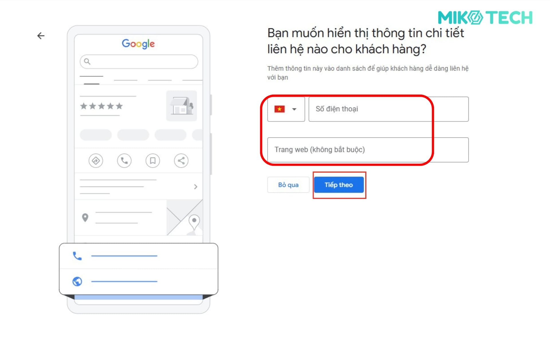 Thêm thông tin liên hệ
