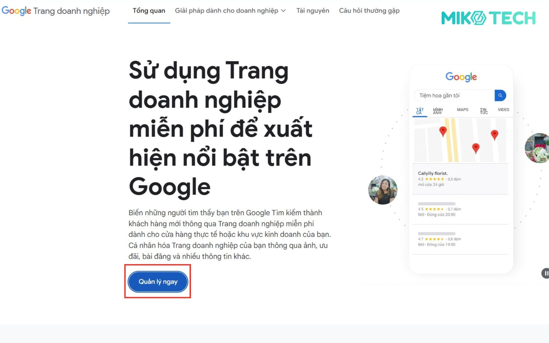 Truy cập trang đăng ký Google My Business