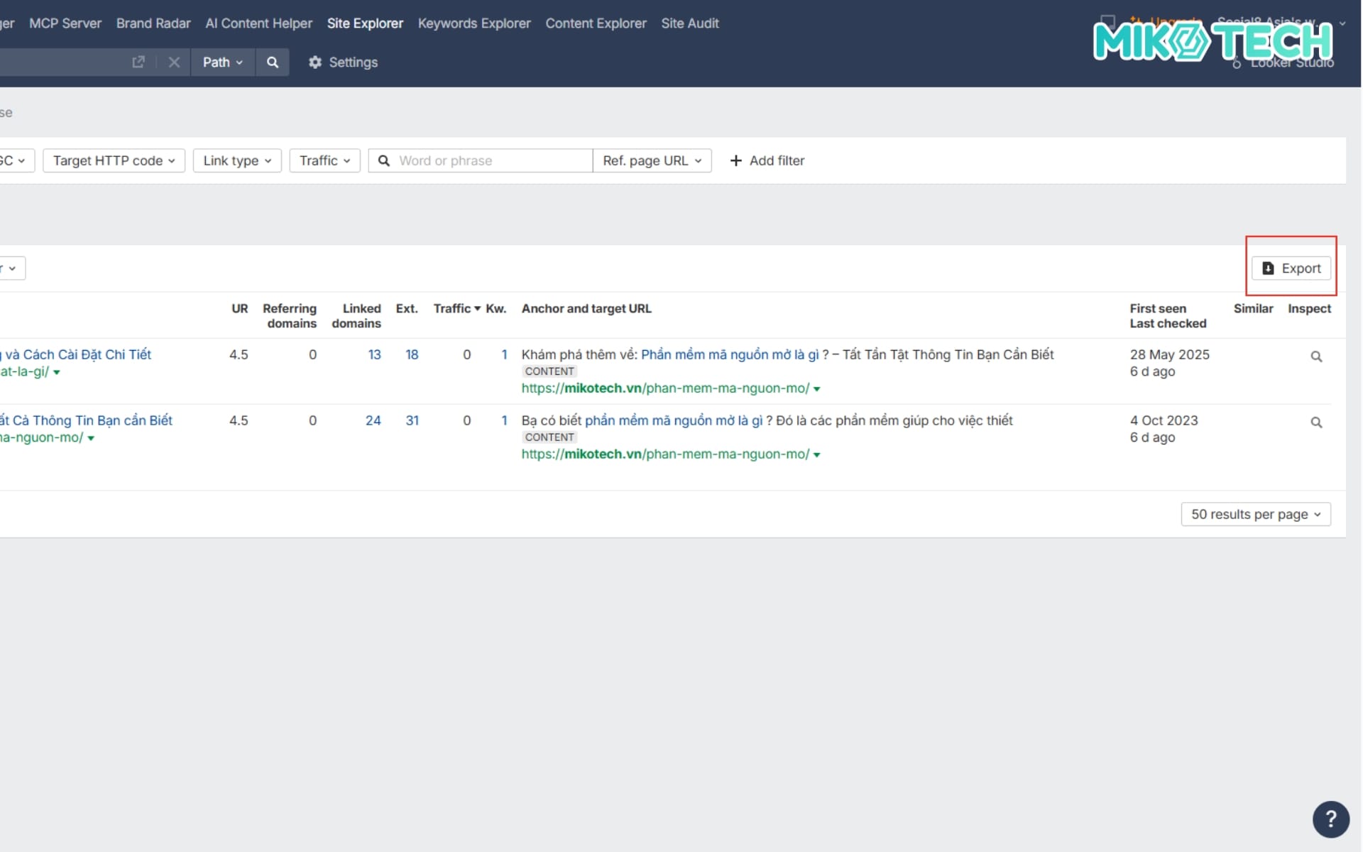 Internal Link là gì? Cách Xây Dựng Liên Kết Nội Bộ Chuẩn SEO 12 Click Export để tạo file