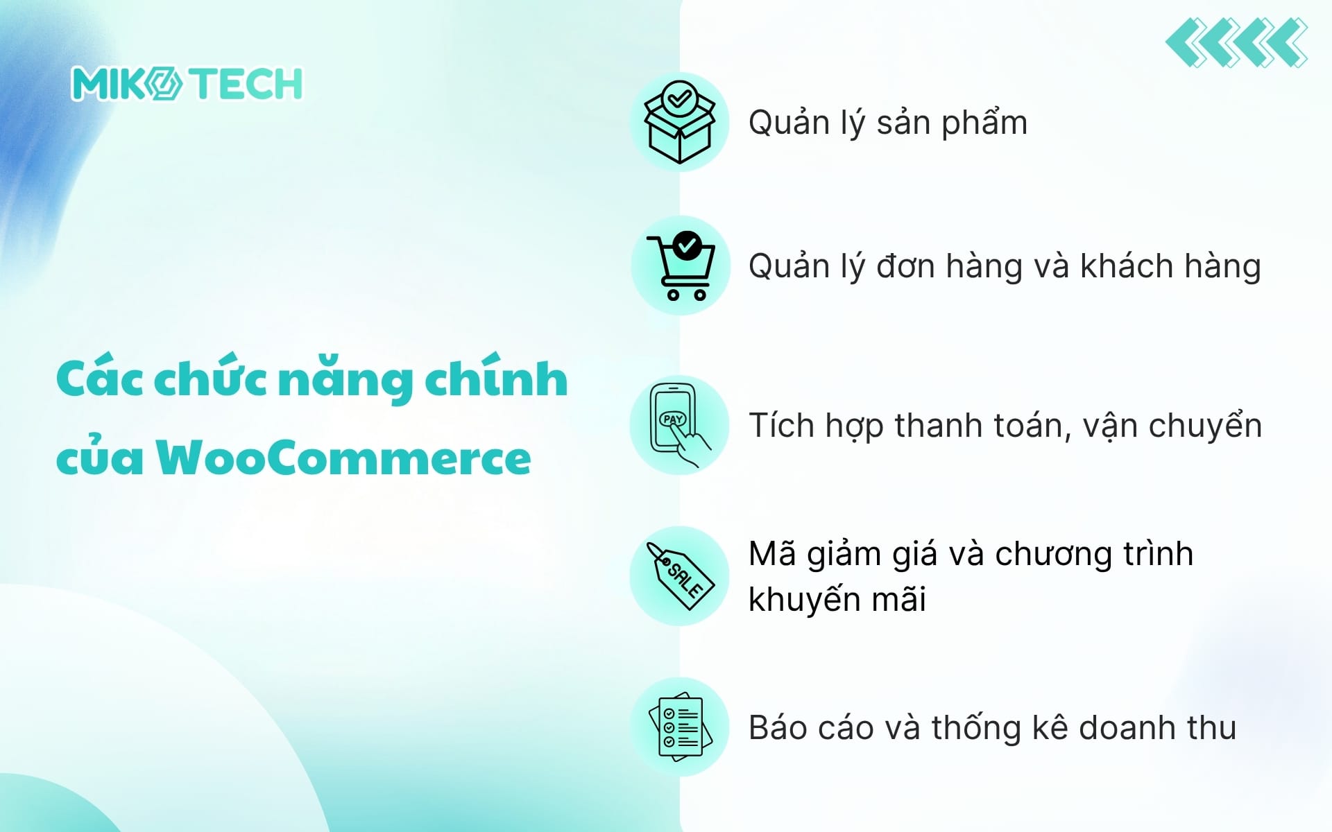 Các chức năng chính của WooCommerce