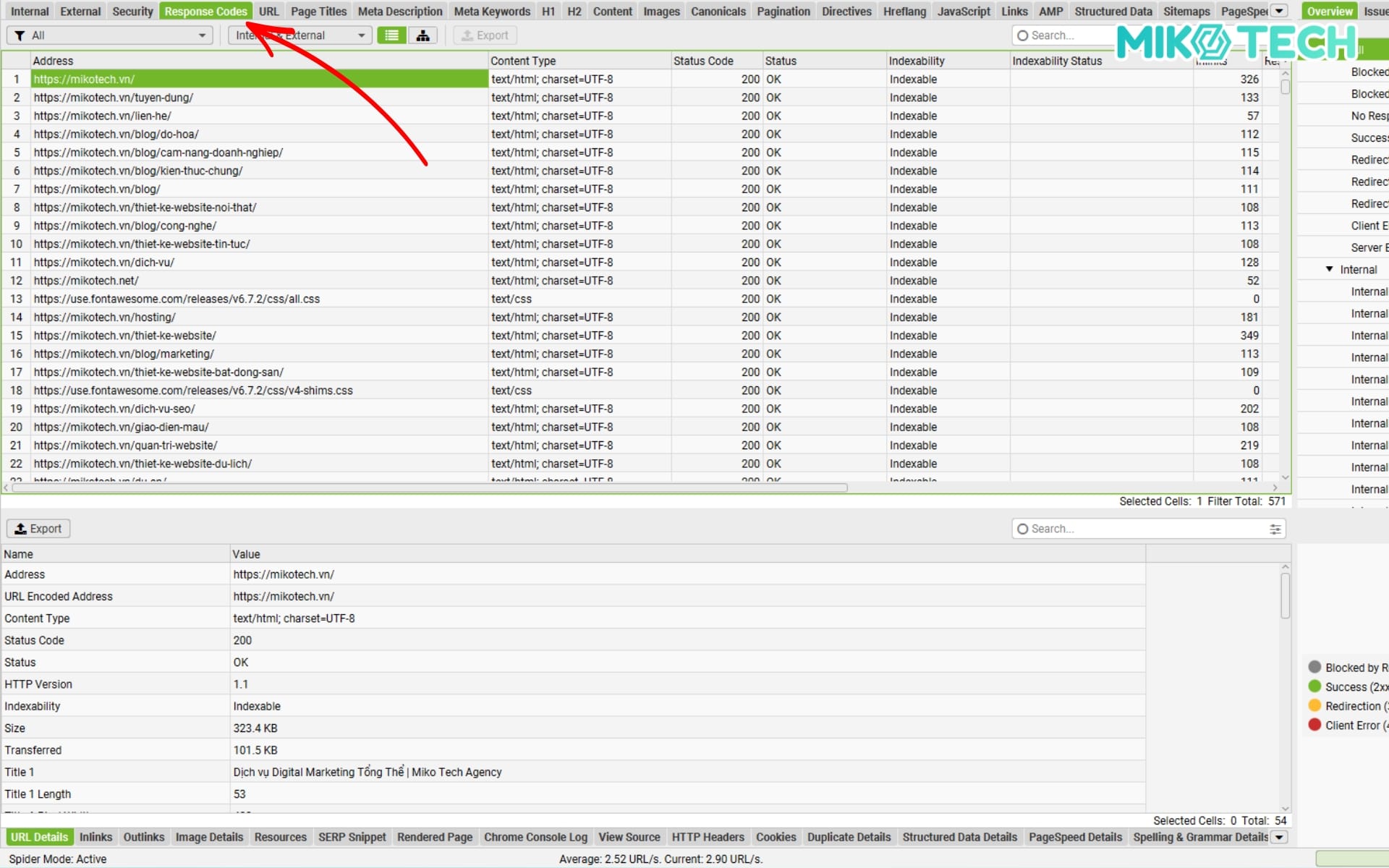 Screaming Frog là gì? Hướng dẫn chi tiết cho người mới 5 Response Codes (Kiểm tra mã phản hồi)
