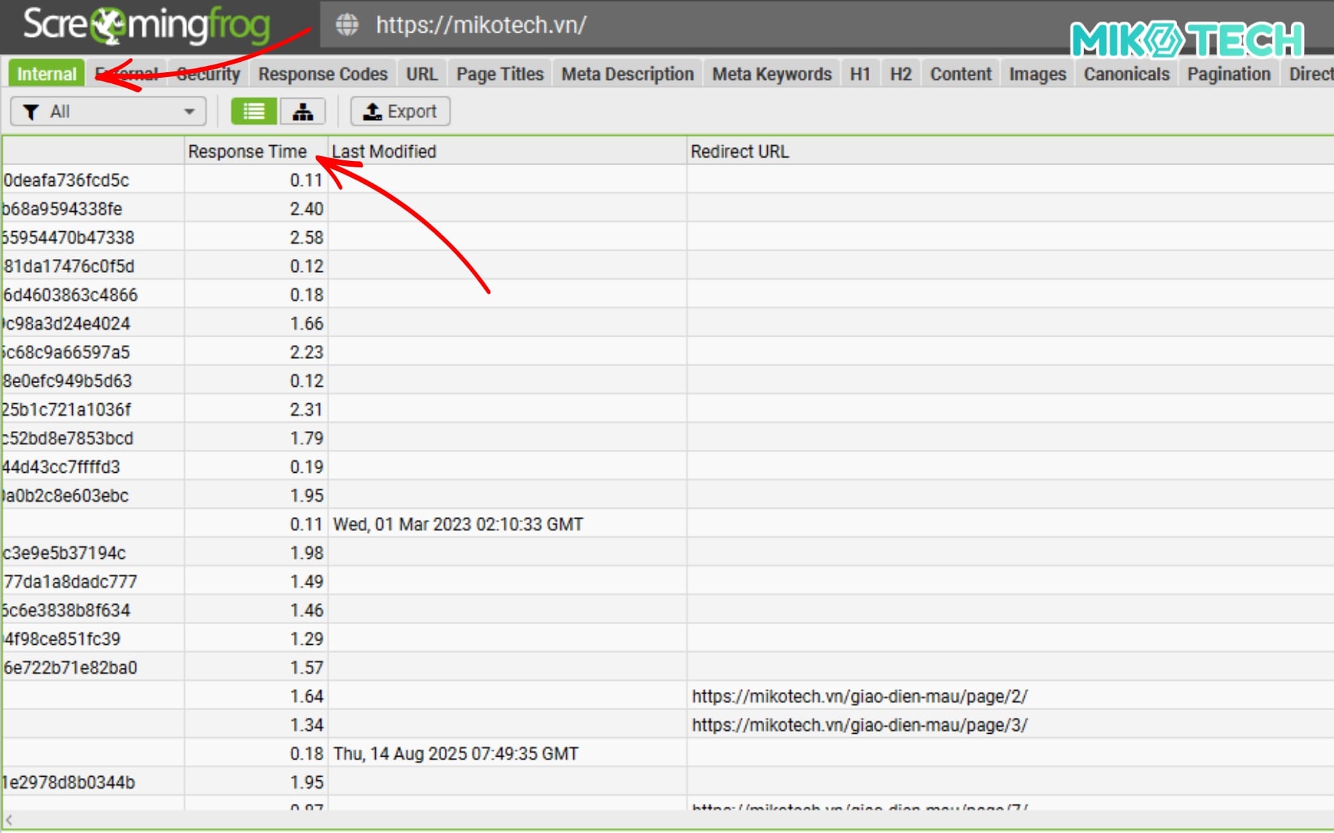 Screaming Frog là gì? Hướng dẫn chi tiết cho người mới 16 Theo dõi tốc độ phản hồi của trang web