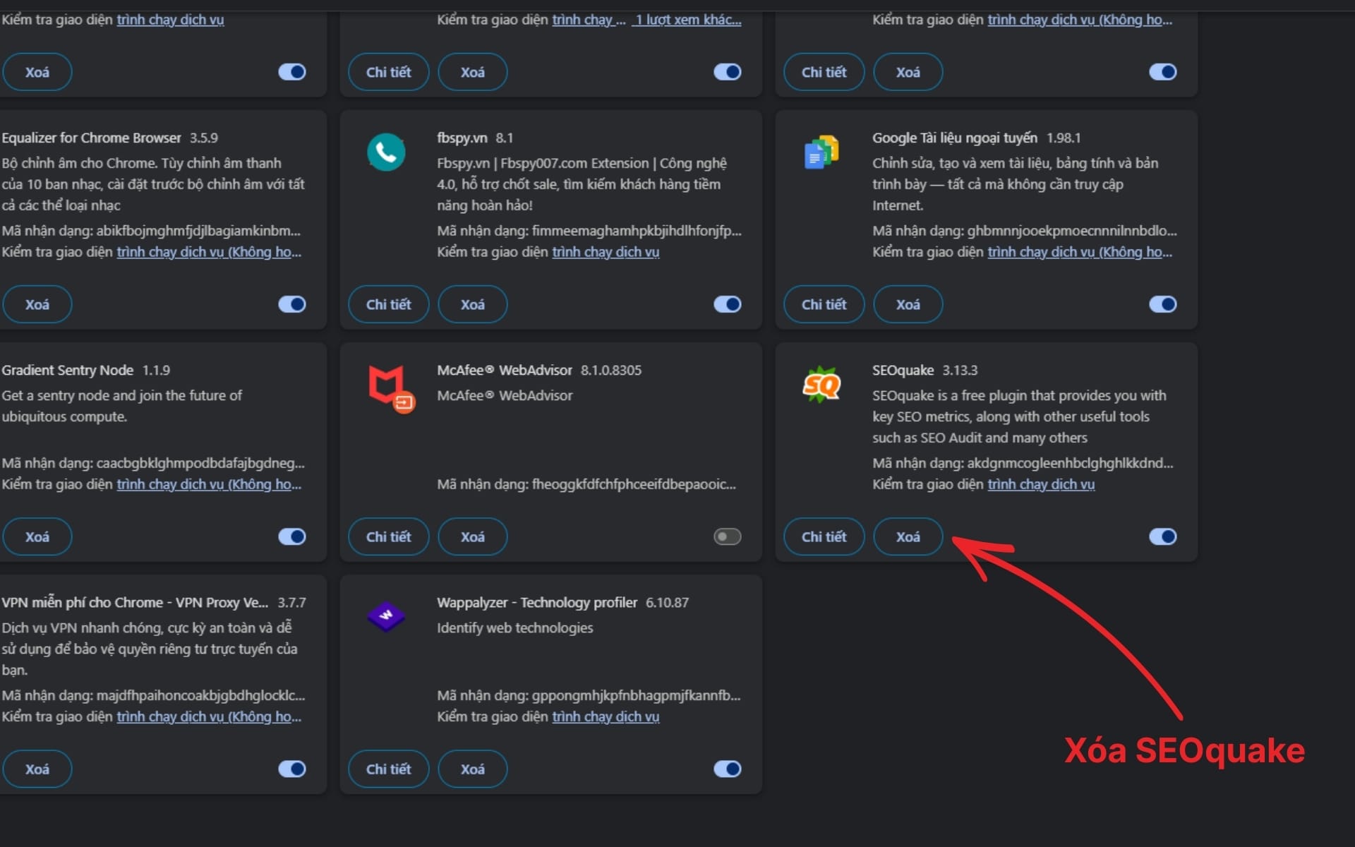 Cách gỡ plugin SEOquake